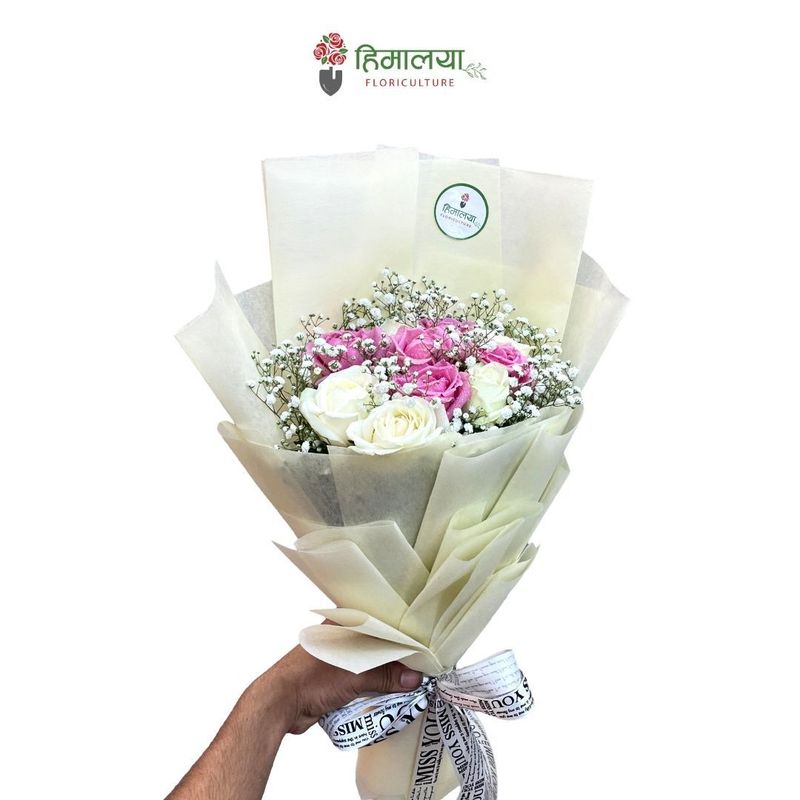 Pink and White rose Bouquet 