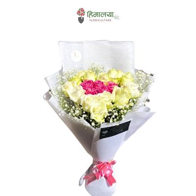 Heart Shaped white rose bouquet 