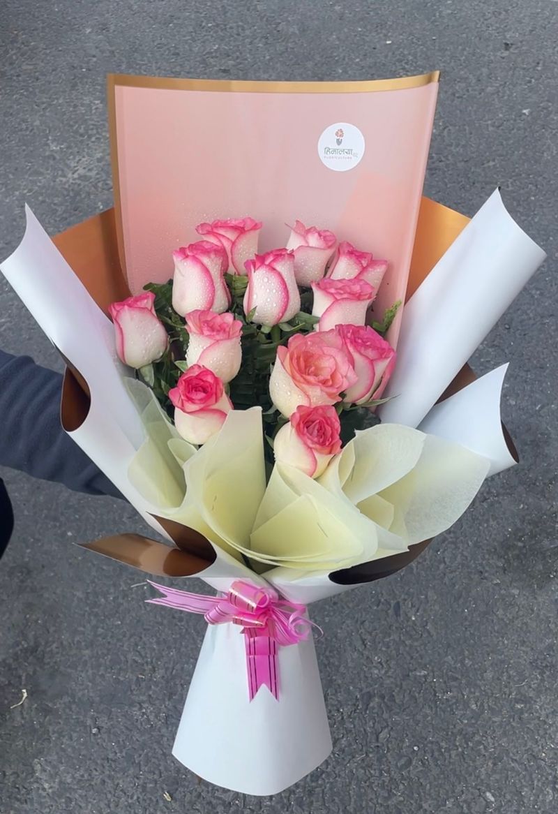 Pink Elegance Rose Bouquet(Hybrid pink rose)
