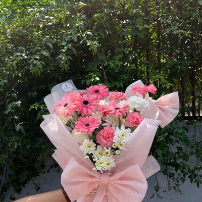 Blush & Bloom Bouquet(Pink Gerbera & White Daisy Bouquet)
