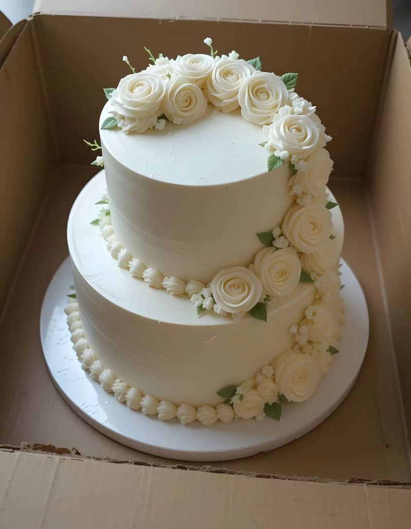 Elegant Two-Tier White Floral Celebration Cake