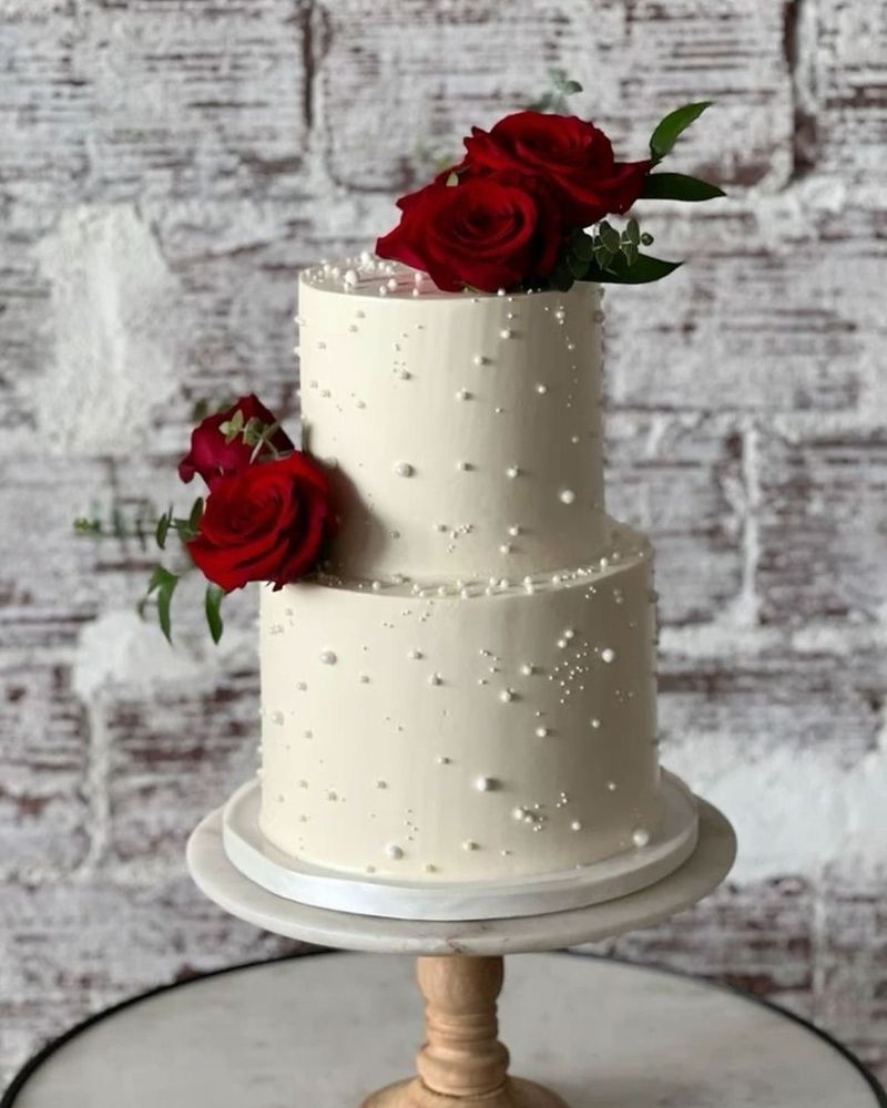 Crimson Rose Elegance Two-Tier Cake