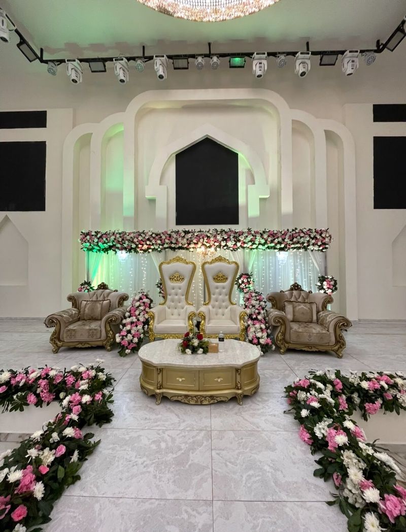 Grand Ivory Arch & Floral Stage Backdrop