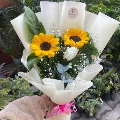 The Golden Sunrise Sunflower & Tulip Bouquet