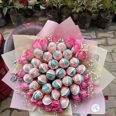 The Grand Sweet Romance Pink Rose & Kinder Joy Bouquet