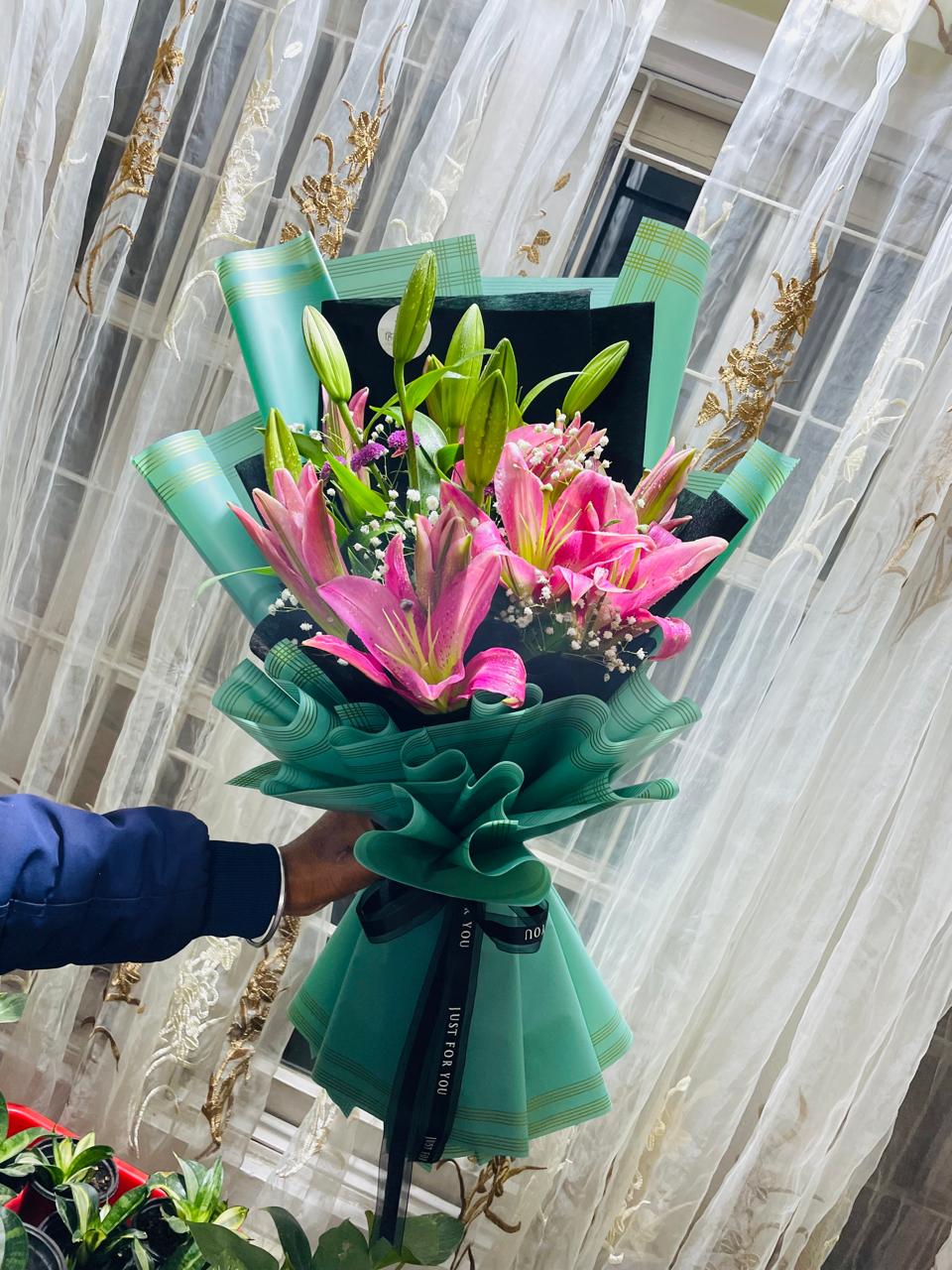 4 Stems Premium Pink Lily Bouquet Occasion Tags: Birthday, Anniversary, Congratulations, Get Well Soon