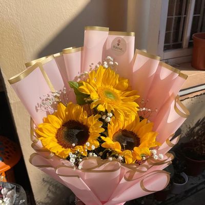 Triple Glow Premium Wrapped Sunflower Bouquet