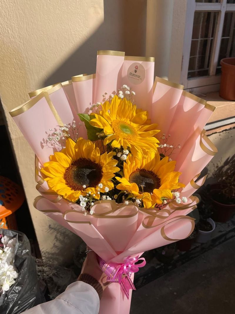 Triple Glow Premium Wrapped Sunflower Bouquet