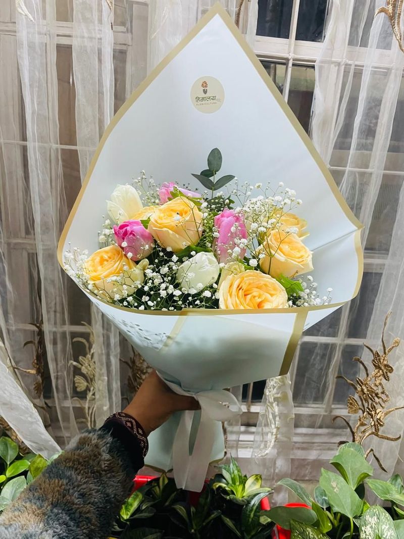 The Sunset Melody Peach Rose & Tulip Arrangement