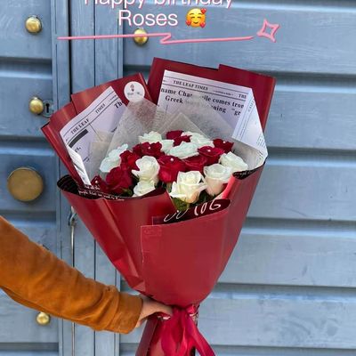 The Grand True Love Red & White Rose Bouquet