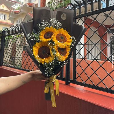 Golden Elegance Premium Wrapped Sunflower Bouquet