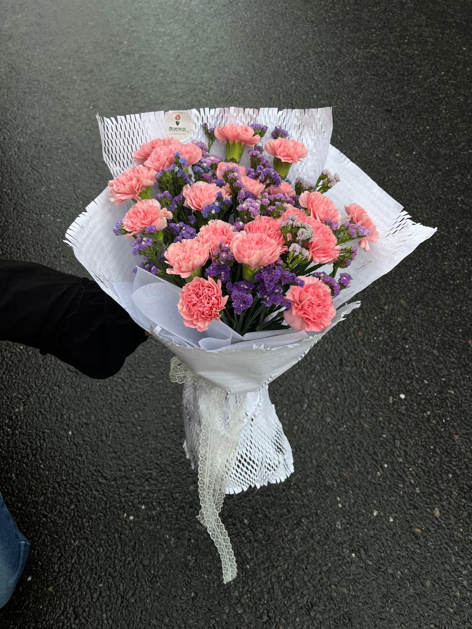 Pink Parade & Pixie Dust Bouquet 🌸 Note from our florists: To ensure only the freshest stems land on your doorstep, purple statice may occasionally step aside for delicate white or pink gypsy depending on seasonal availability.