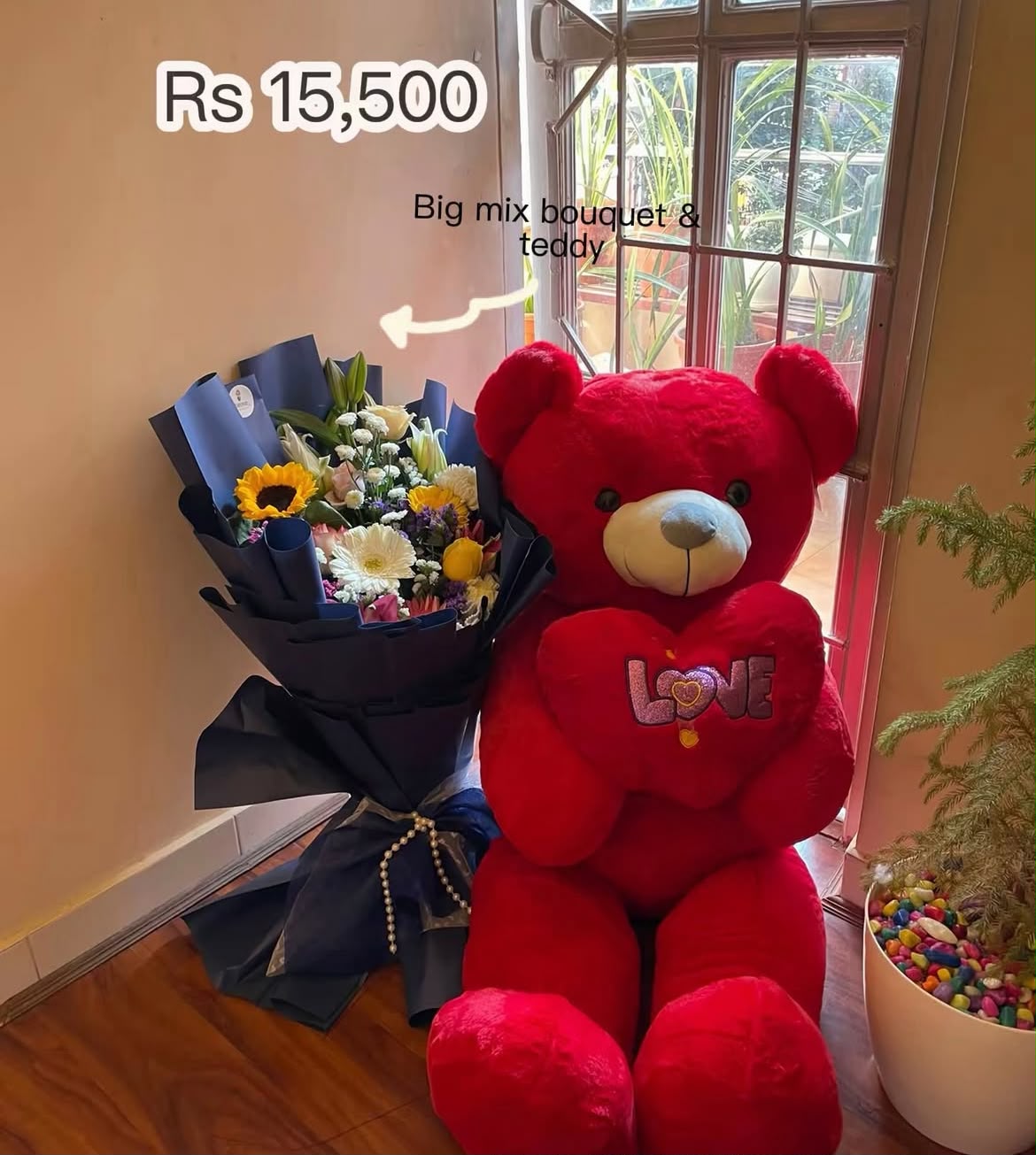 Flower varieties, colors, bouquet design, wrapping style, and teddy design may vary slightly depending on availability while maintaining the overall size, quality, and premium appearance of the combo. As flowers are natural products, slight variations in bloom size and shades are expected. Each item is carefully selected and packed to ensure a beautiful gifting experience.