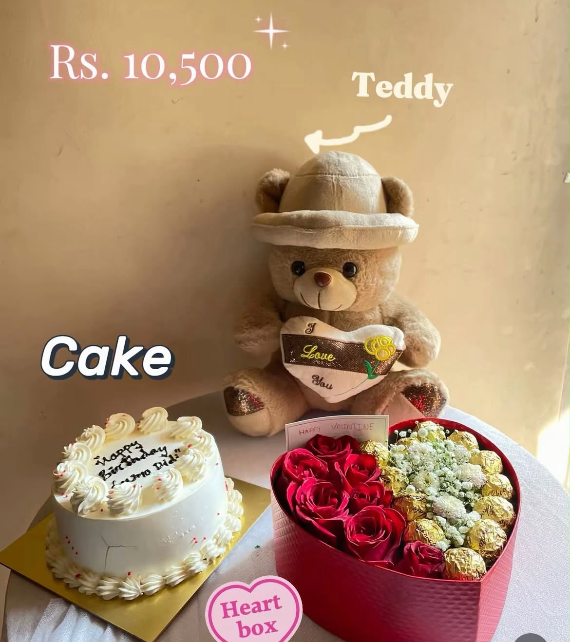 Teddy design, cake flavor, chocolate selection, and box arrangement may vary slightly depending on availability while maintaining the overall quality, presentation, and value of the combo. As flowers are natural products, slight variations in color, size, and bloom stage may occur. The cake and chocolates should be stored properly after delivery to maintain freshness.
